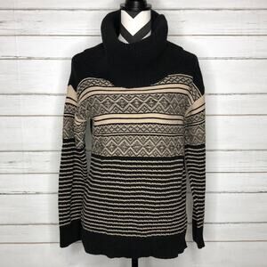 Maurices Black Tan Stripe Knit Cowl Neck Sweater Small